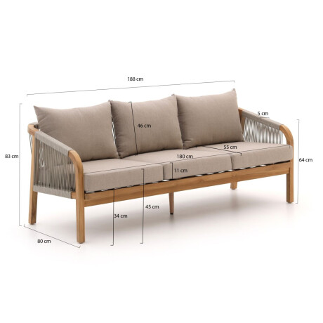 Bellagio Perzano lounge tuinbank 3-zits 188cm - Laagste prijsgarantie! afbeelding2 - 1