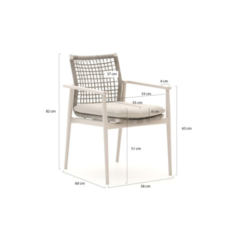 Bellagio Pizzoli/Bresimo 260cm dining tuinset 7-delig stapelbaar - Laagste prijsgarantie! afbeelding2 - 1