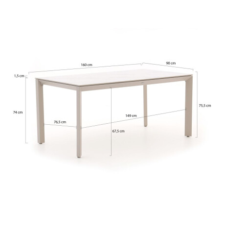 Bellagio Sestino dining tuintafel 160x90cm - Laagste prijsgarantie! afbeelding2 - 1