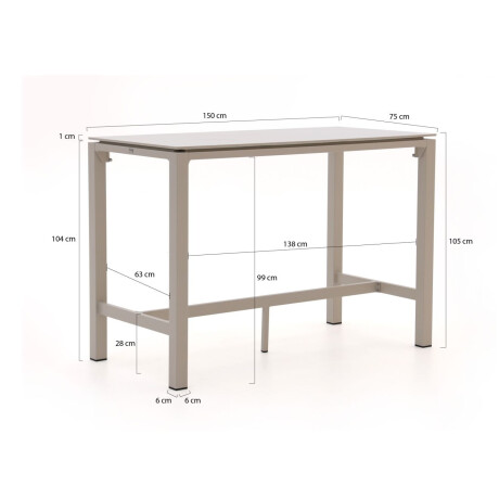 Bellagio Trecenta bartafel 150x75x105cm - Laagste prijsgarantie! afbeelding2 - 1