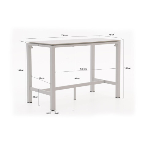 Bellagio Trecenta bartafel 150x75x105cm - Laagste prijsgarantie! afbeelding2 - 1