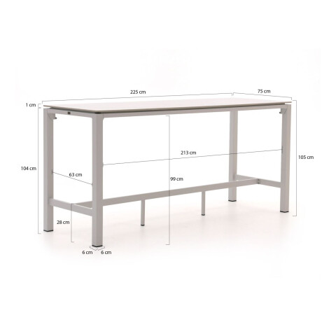 Bellagio Trecenta bartafel 225x75x105cm - Laagste prijsgarantie! afbeelding2 - 1