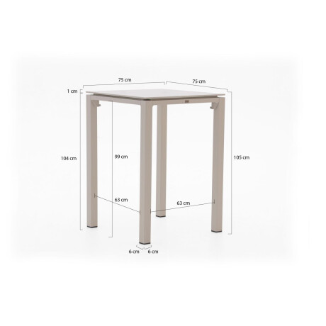 Bellagio Trecenta bartafel 75x75x105cm - Laagste prijsgarantie! afbeelding2 - 1