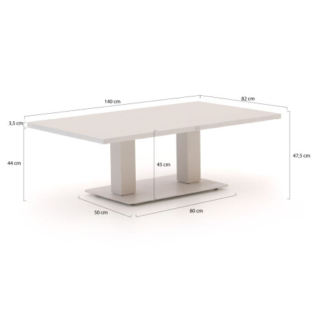 Bellagio Usini lounge/dining tuintafel 140x80x47/68cm verstelbaar - Laagste prijsgarantie! afbeelding2 - 1