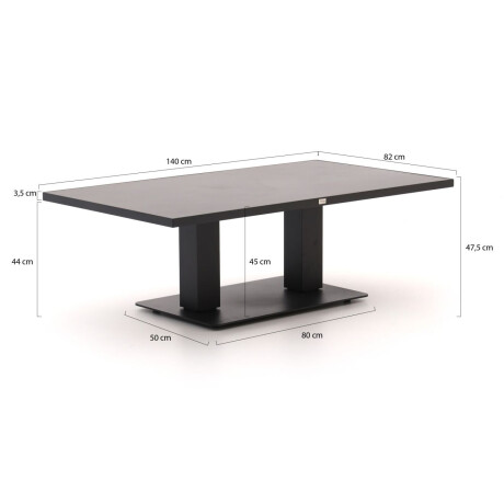 Bellagio Usini lounge/dining tuintafel 140x80x47/68cm verstelbaar - Laagste prijsgarantie! afbeelding2 - 1