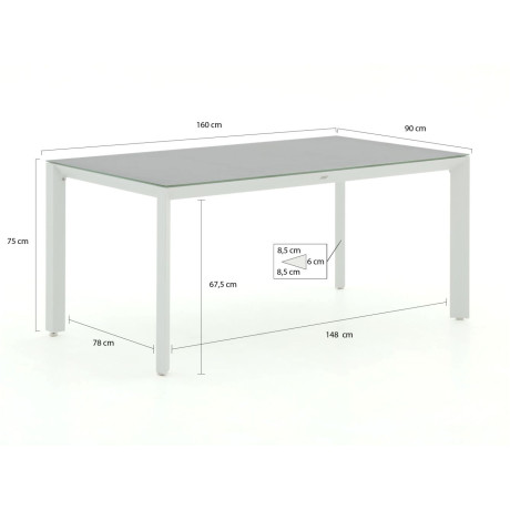 Bellagio Veneto dining tuintafel 160x90x75cm - Laagste prijsgarantie! afbeelding2 - 1