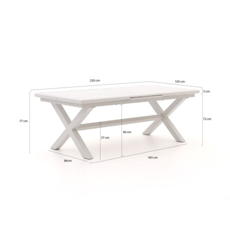 Bellagio Viadana dining tuintafel uitschuifbaar 220/280x105x77cm - Laagste prijsgarantie! afbeelding2 - 1