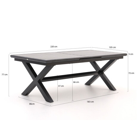 Bellagio Viadana dining tuintafel uitschuifbaar 220/280x105x77cm - Laagste prijsgarantie! afbeelding2 - 1