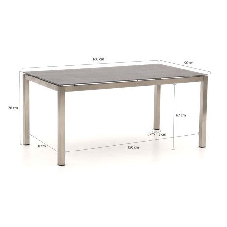 Bernstein Freiburg dining tuintafel 160x90x76cm - Laagste prijsgarantie! afbeelding2 - 1