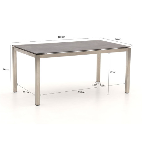 Bernstein Freiburg dining tuintafel 160x90x76cm - Laagste prijsgarantie! afbeelding2 - 1