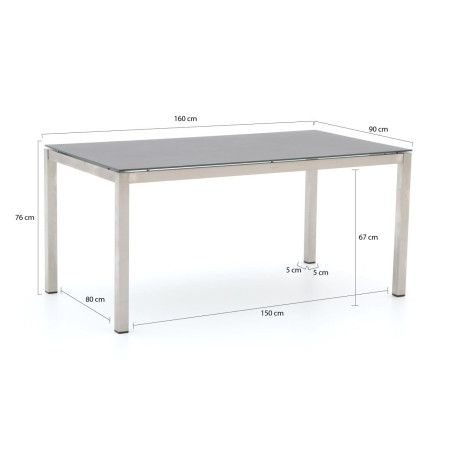 Bernstein Freiburg dining tuintafel 160x90x76cm - Laagste prijsgarantie! afbeelding2 - 1