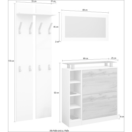 borchardt Möbel Halmeubelset DOLLY met glasplaat (set, 3 stuks) afbeelding2 - 1