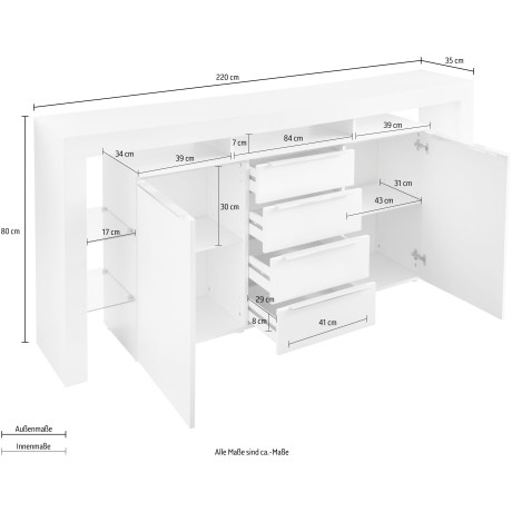 borchardt Möbel Dressoir Lima (192 of 220 cm) afbeelding2 - 1