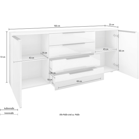 borchardt Möbel Dressoir Tom Breedte 166 cm afbeelding2 - 1