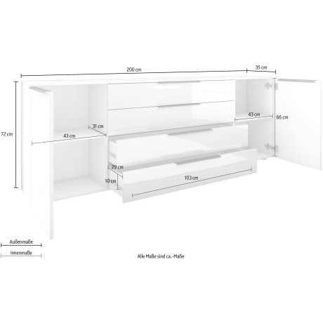 borchardt Möbel Dressoir Tom Breedte 200 cm afbeelding2 - 1