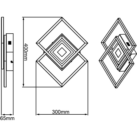 Brilliant Leuchten Led-plafondlamp Metis 40 x 30 cm, 3-treden dimbaar, 3600 lm, warmwit, metaal, zwart (1 stuk) afbeelding2 - 1