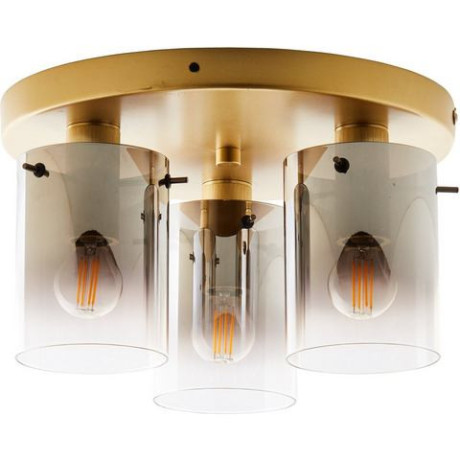 Brilliant Leuchten Plafondlamp Osaki 3-vlamig, 17,6 cm hoogte, ø 30 cm, e14, glas/metaal, goud/rookglas afbeelding2 - 1