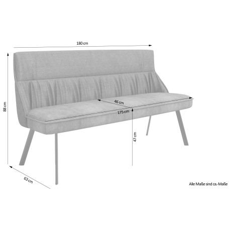 byLIVING Bank California 180 cm bank, weefstof en vintage fluweel met prettige nosag-vering (1 stuk) afbeelding2 - 1