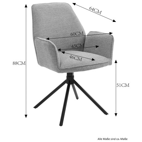 byLIVING Eetkamerstoel Blair set van 2, 360° draaibaar, gezellige fauteuil, verschillende stoffen (set, 2 stuks) afbeelding2 - 1