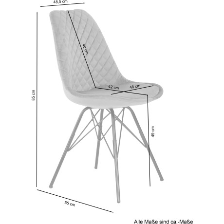 byLIVING Eetkamerstoel Rica Kuipzitting met fluweel- of cordhoes, metalen poten zwart (set, 2 stuks) afbeelding2 - 1