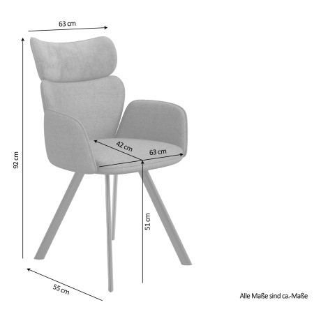 byLIVING Eetkamerstoel Texas 2-delige set 180 graden draaibaar met terugloopfunctie, geweven stof en vintage fluweel (set, 2 stuks) afbeelding2 - 1