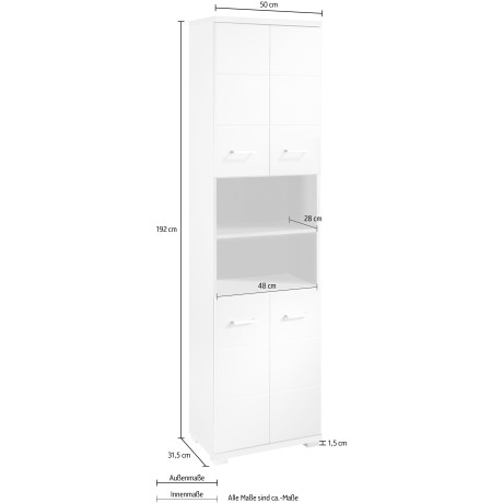 byLIVING Hoge kast Nebraska Breedte 50 cm, badkamerkast met metalen handgrepen, veel bergruimte afbeelding2 - 1