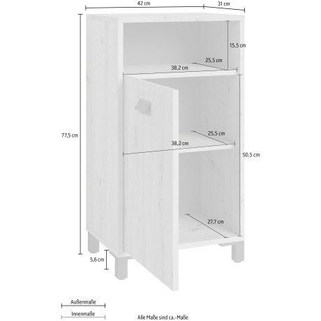 byLIVING Onderkast Wellness Breedte 42 cm, met deur en open vak, in eiken-look afbeelding2 - 1