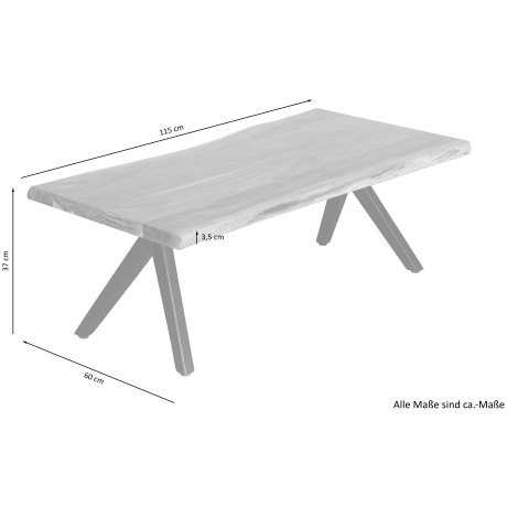 byLIVING Salontafel Cheta van massief acaciahout 35 mm, met natuurlijk schaaldeel, breedte 115 cm afbeelding2 - 1