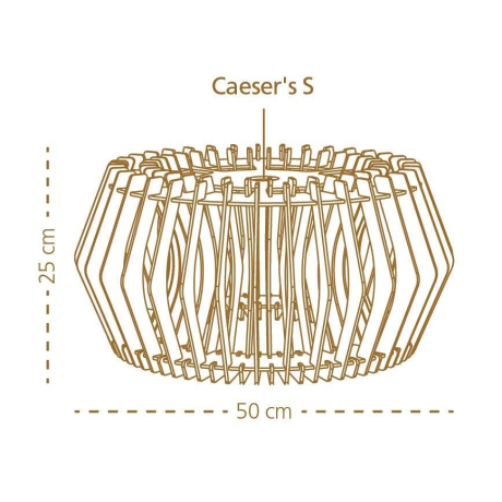 Caeser S houten hanglamp small - met koordset zwart - Ø 43 cm afbeelding2 - 1