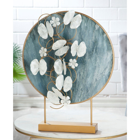 Casablanca by Gilde Decoratief figuur Decoratief object Blossoms, blauw/goud Decoratief object, van metaal, hoogte 65 cm, glas met bloemen, woonkamer (1 stuk) afbeelding2 - 1