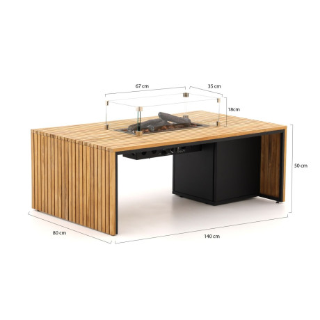 Cosibridge lounge vuurtafel 140x80x50m - Laagste prijsgarantie! afbeelding2 - 1