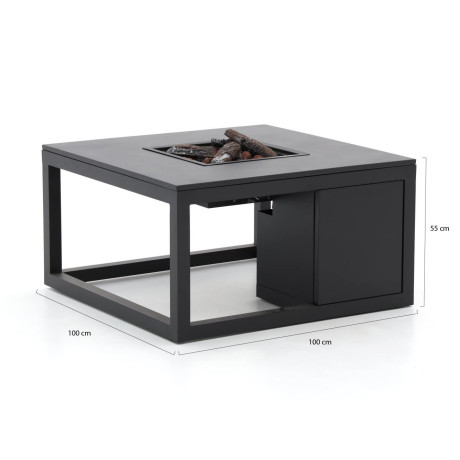 Cosiraw lounge vuurtafel 100x100x55cm - Laagste prijsgarantie! afbeelding2 - 1