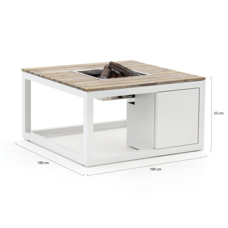 Cosiraw lounge vuurtafel 100x100x55cm - Laagste prijsgarantie! afbeelding2 - 1