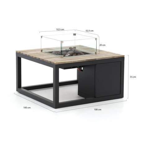 Cosiraw lounge vuurtafel 100x100x55cm - Laagste prijsgarantie! afbeelding2 - 1