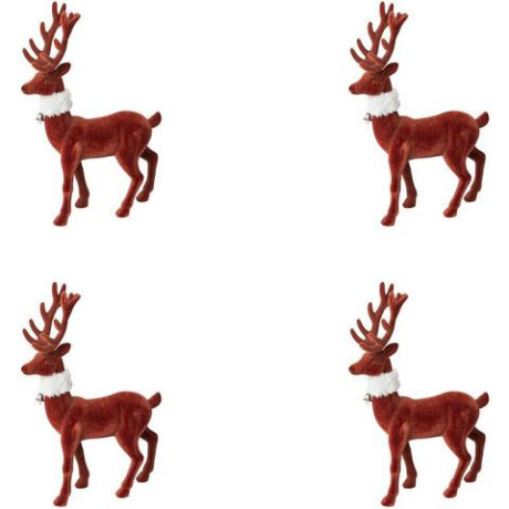 Creativ deco Kerstfiguur Edelhert, kerstversiering rood (4 stuks) afbeelding2 - 1