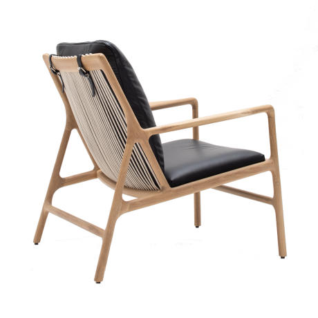 Dedo easy chair whitewash - dakar leather black zitting afbeelding2 - 1