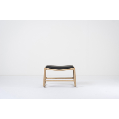 Dedo footstool - whitewash voetenbank met dakar leather black afbeelding2 - 1