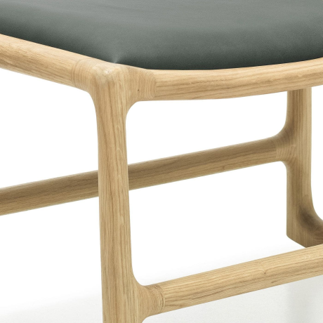 Dedo footstool - whitewash voetenbank met dakar leather grey afbeelding2 - 1