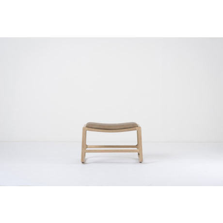 Dedo footstool - whitewash voetenbank met dakar leather stone afbeelding2 - 1