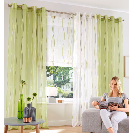 my home Gordijn Dimona set van 2, transparant, voile, polyester, golven (2 stuks) afbeelding2 - 1