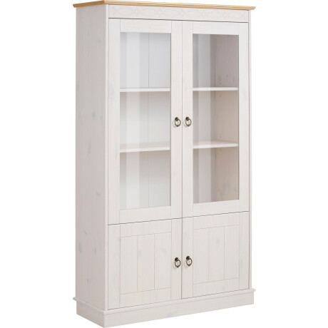 Home affaire Vitrinekast Indra van massief dennenhout, fsc, hoogte 145 cm, discreet ornament afbeelding2 - 1