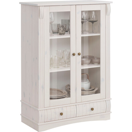 Home affaire Vitrinekast Teresa met 2 glazen deuren en 2 lades, hoogte 120 cm, van massief hout afbeelding2 - 1