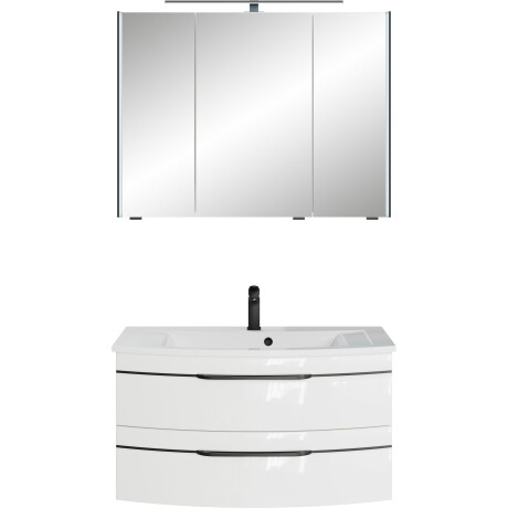 Saphir Badmeubelset Serie 7045 2-delig, mineraalmarmeren wastafel met led-spiegelkast (set, 2 stuks) afbeelding2 - 1