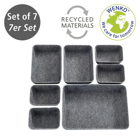 WENKO Organizer Opbergdozen voor lades, 3 maten, gerecycled polyester vilt (set, 7-delig) afbeelding2 - 1