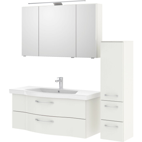 Saphir Badkamerserie 6005 sprint 3-delig, keramiek-wastafelonderkast met led-spiegelkast Halfhoge kast, inclusief deurdemper, 4 deuren, 4 laden, badkameraccessoire-set (4-delig) afbeelding2 - 1