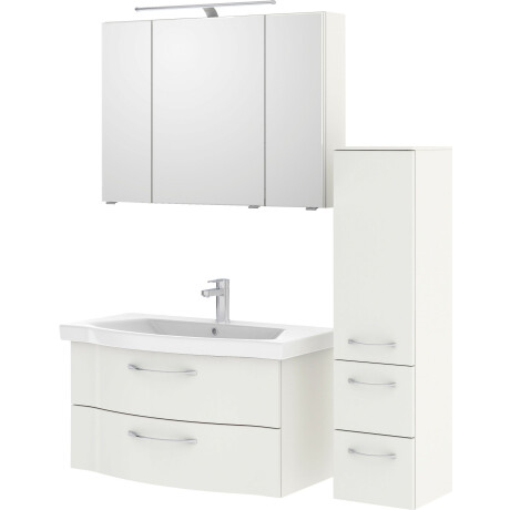 Saphir Badkamerserie 6005 sprint 3-delig, keramiek-wastafelonderkast met led-spiegelkast Halfhoge kast, inclusief deurdemper, 4 deuren, 4 laden, badkameraccessoire-set (4-delig) afbeelding2 - 1