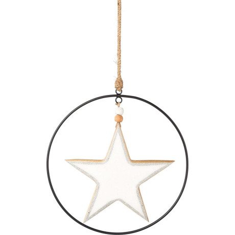 Creativ deco Sierster Kerstster, kerstversiering met emaille-lak en metalen ring, diameter ster 20 cm (2 stuks) afbeelding2 - 1