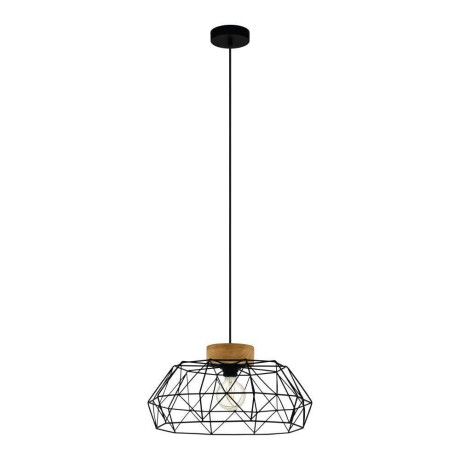 EGLO Hanglamp PADSTOW Hanglamp, staal en hout in zwart, FSC gecertificeerd, E27 fitting (1 stuk) afbeelding2 - 1