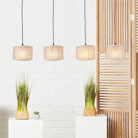 Brilliant Leuchten Hanglamp Odar 4-vlamig, 113,5 cm hoogte, e27, metaal/textiel/papier, zwart/beige (1 stuk) afbeelding2 - 1