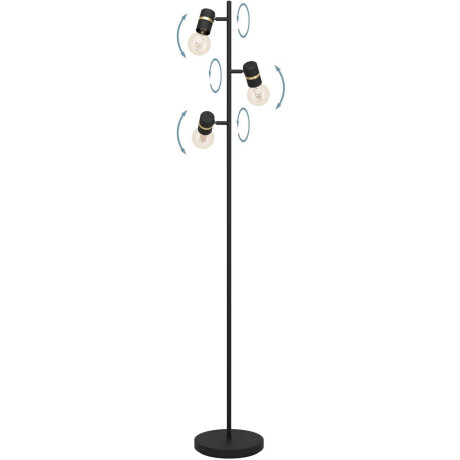 EGLO Staande lamp LURONE Vloerlamp in zwart en messing van staal - excl. E27 - 3X10W (1 stuk) afbeelding2 - 1